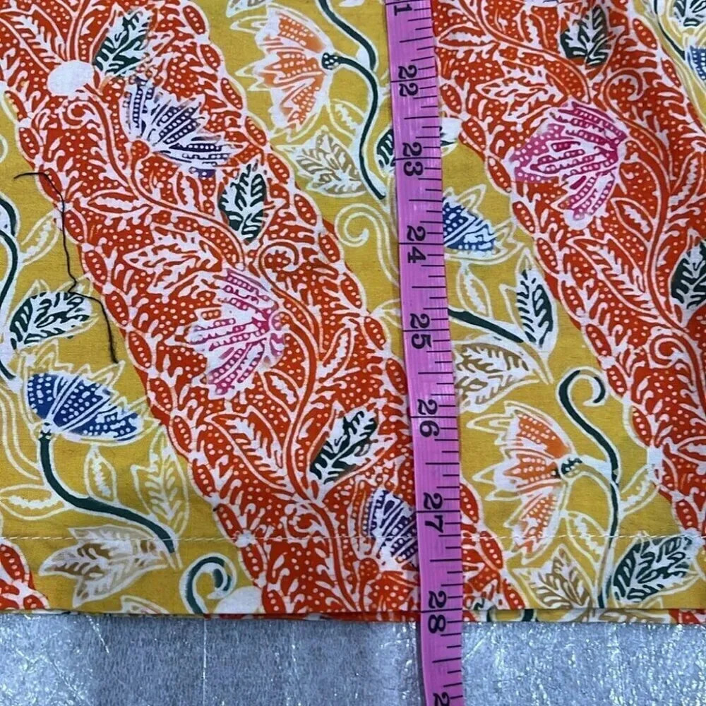[XL]Popilier Bali Short Sleeve Orange/Yellow Floral Button Up Shirt - Picture 6 of 9